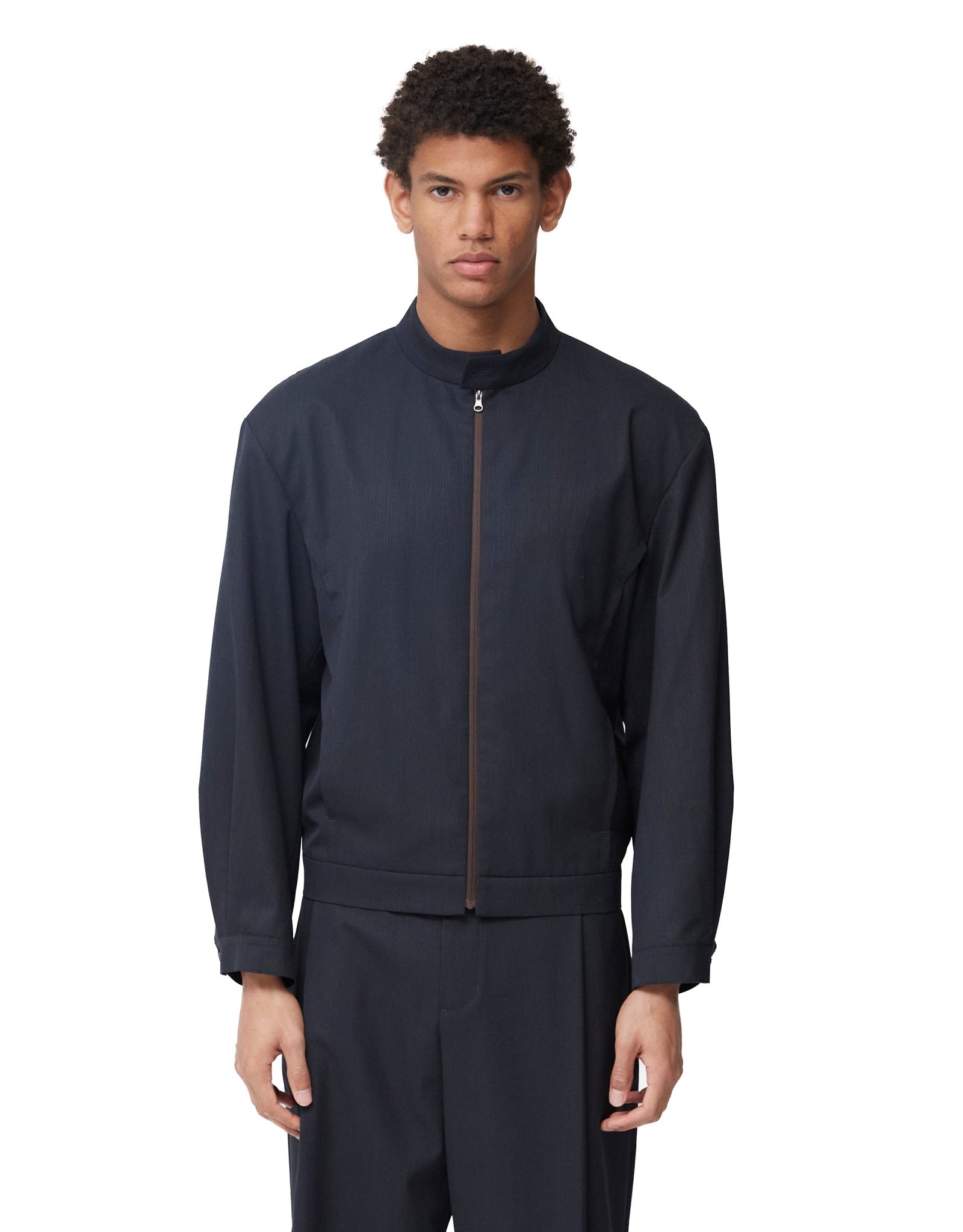Amomento Wool Stripe Zip - Up Jumper - Rezetstore