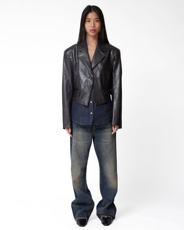 Andersson Bell Hybrid Faux - Leather Blazer - Rezetstore