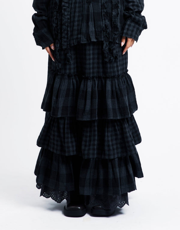 OPEN YY Rolled Waist Tiered Skirt | Rezet Store