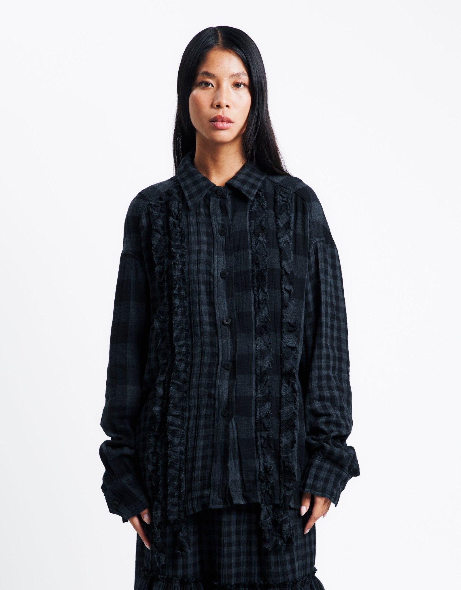 OPEN YY Crinkled Ruffle Shirt | Rezet Store
