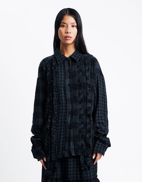 OPEN YY Crinkled Ruffle Shirt | Rezet Store
