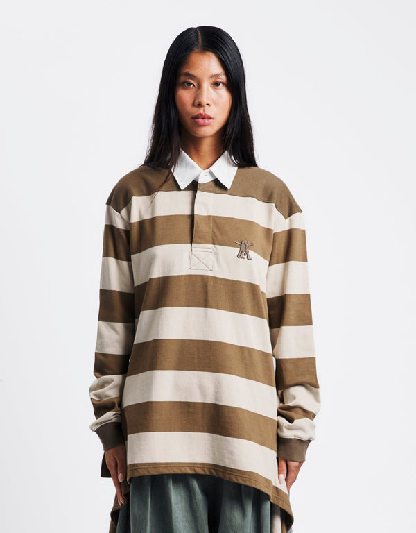 OPEN YY Stripe Trim Rugby Shirt | Rezet Store