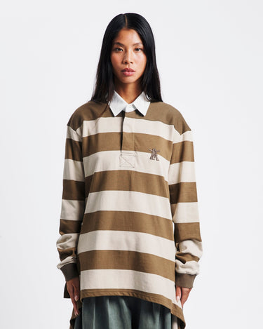OPEN YY Stripe Trim Rugby Shirt | Rezet Store