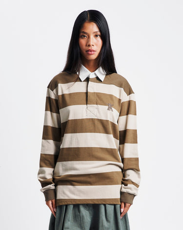 OPEN YY Stripe Trim Rugby Shirt | Rezet Store
