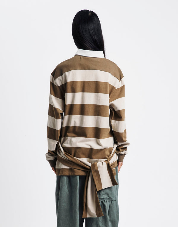 OPEN YY Stripe Trim Rugby Shirt | Rezet Store