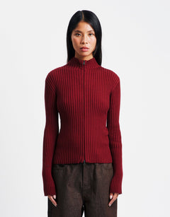 Amomento Ribbed High Neck Zip Up | Rezet Store