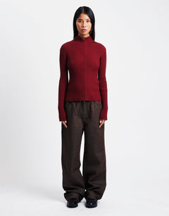 Amomento Ribbed High Neck Zip Up | Rezet Store