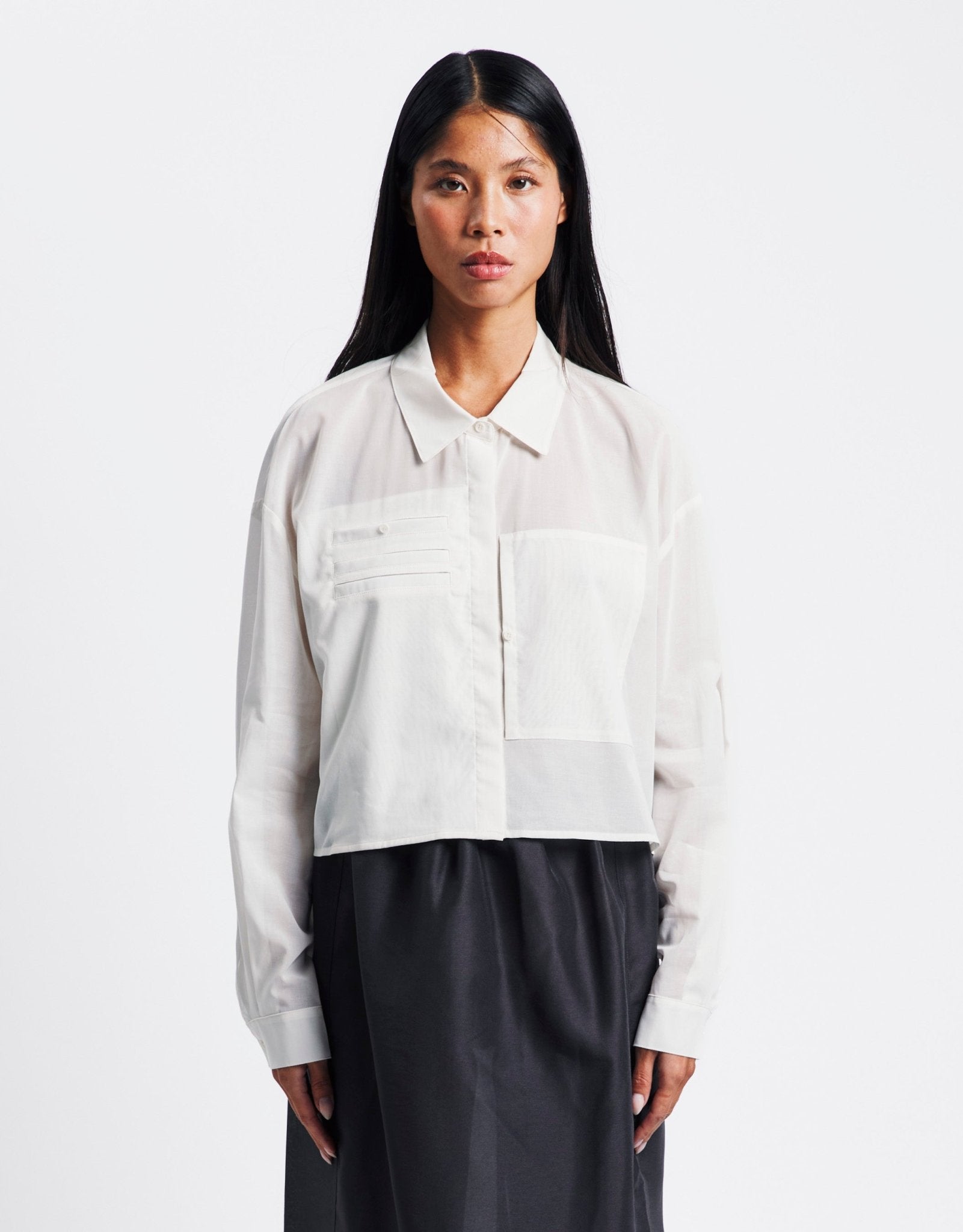 Amomento Drawer Pocket Crop Shirts | Rezet Store