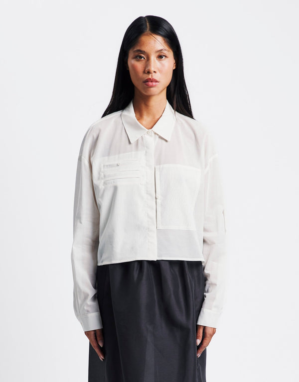 Amomento Drawer Pocket Crop Shirts | Rezet Store