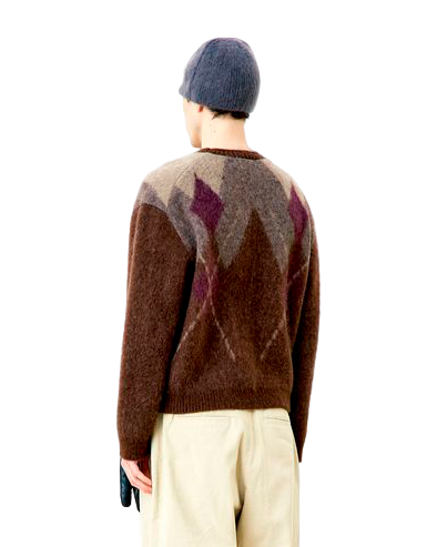 Hairy Mixed Argyle Crewneck Sweater
