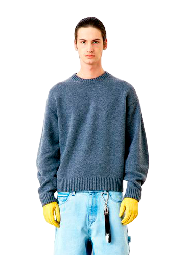 Wool Cropped Crewneck Sweater