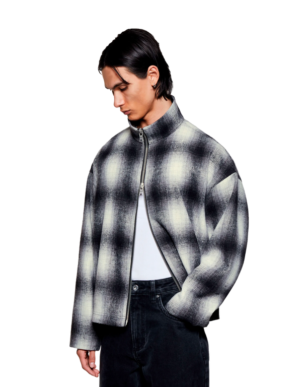 Wool Check Track Jacket