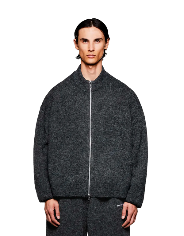 Mohair Blend Knit Track Jacket