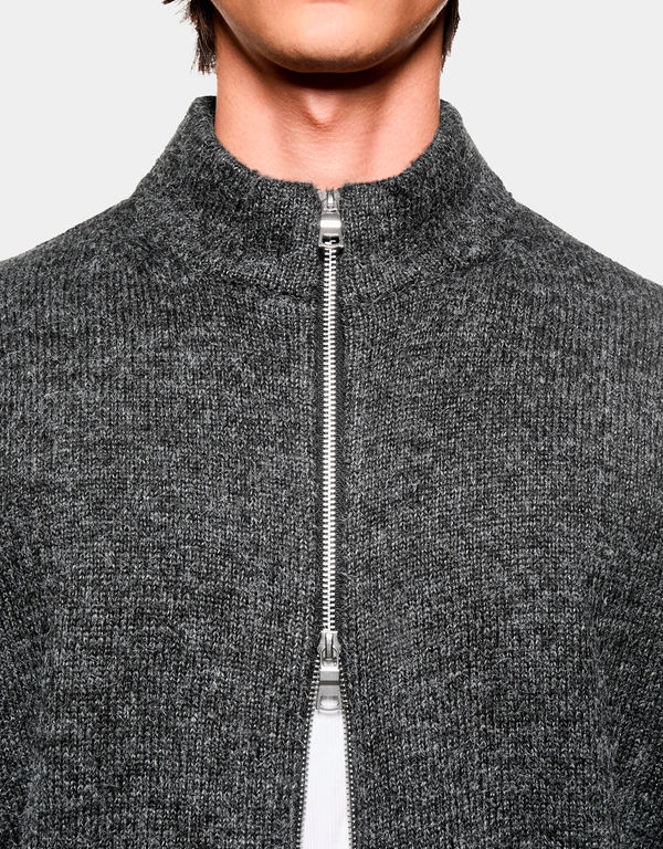 Mohair Blend Knit Track Jacket