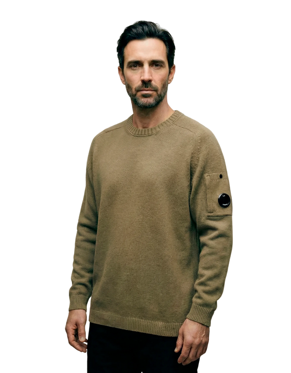 Cotton Chenille Crewneck Lens Sweater