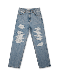 Chain Detail Destoryed Denim