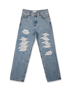 Chain Detail Destoryed Denim