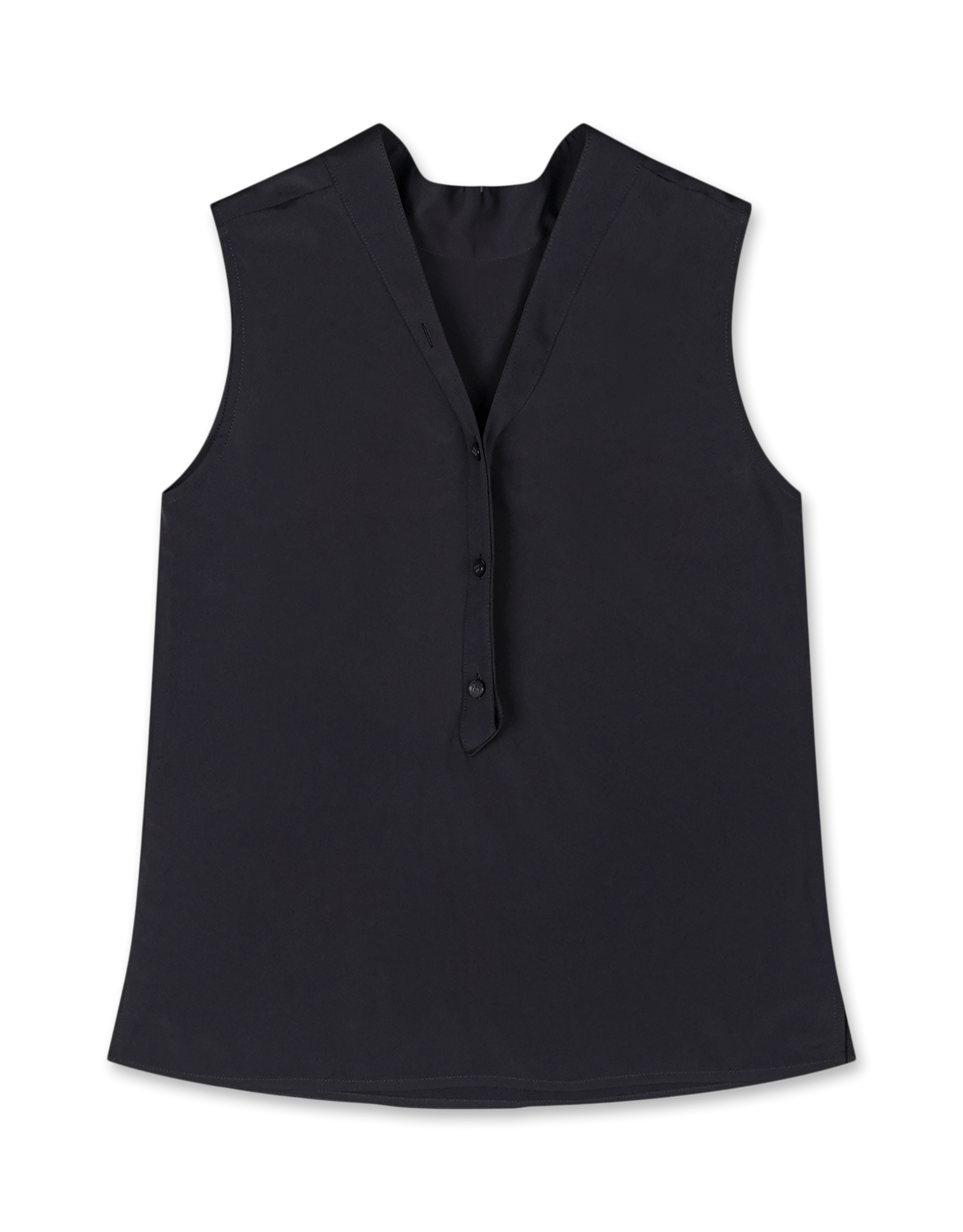 Silky Back Closing Detail Sleeveless Top