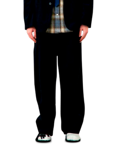 Banding Waist Washed Double Pleated Cotton Trousers