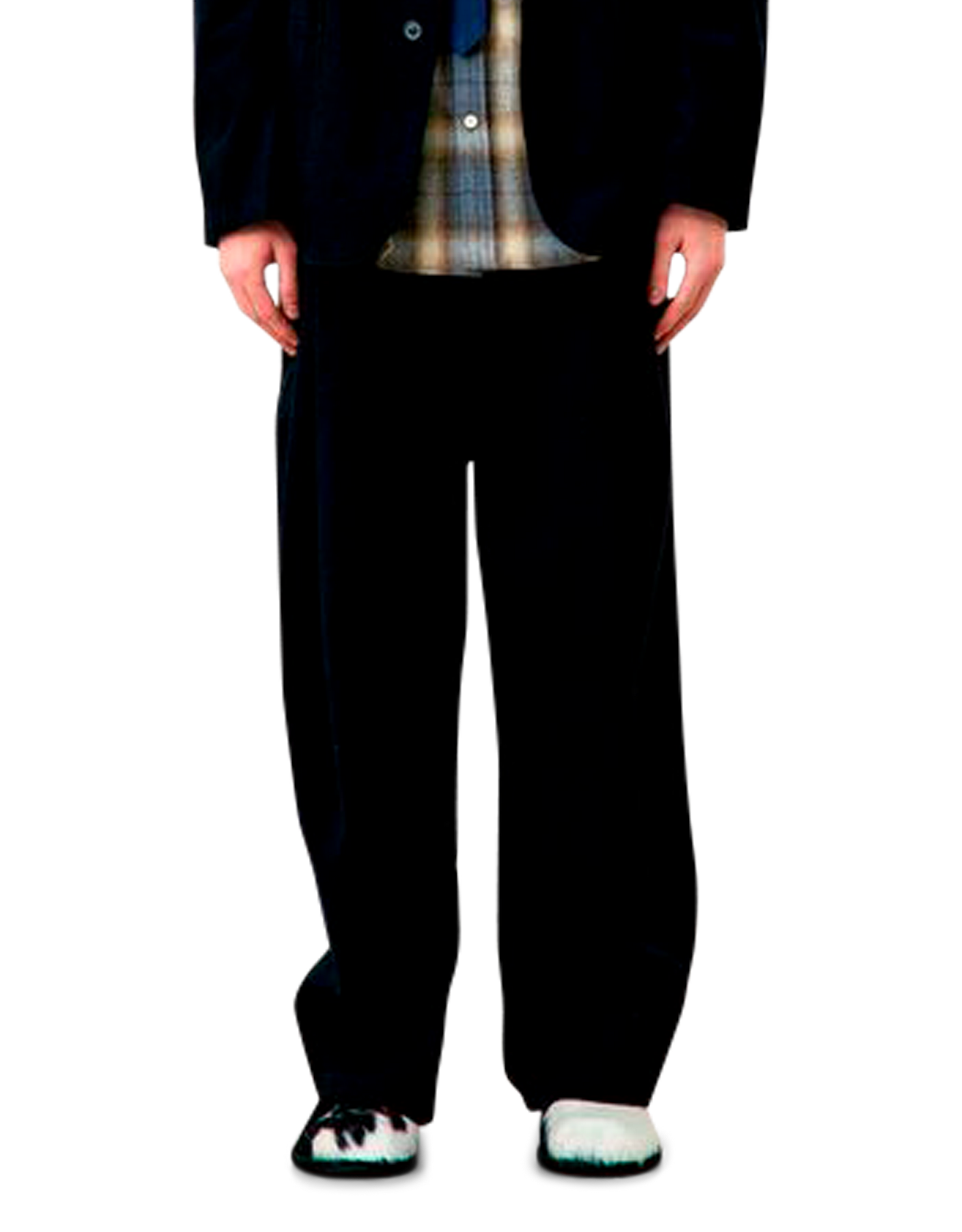 Banding Waist Washed Double Pleated Cotton Trousers