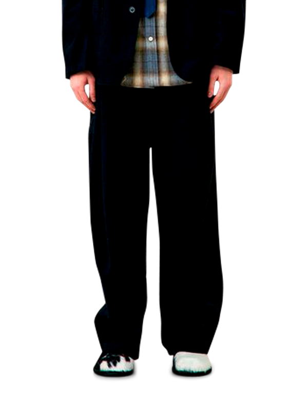 Banding Waist Washed Double Pleated Cotton Trousers