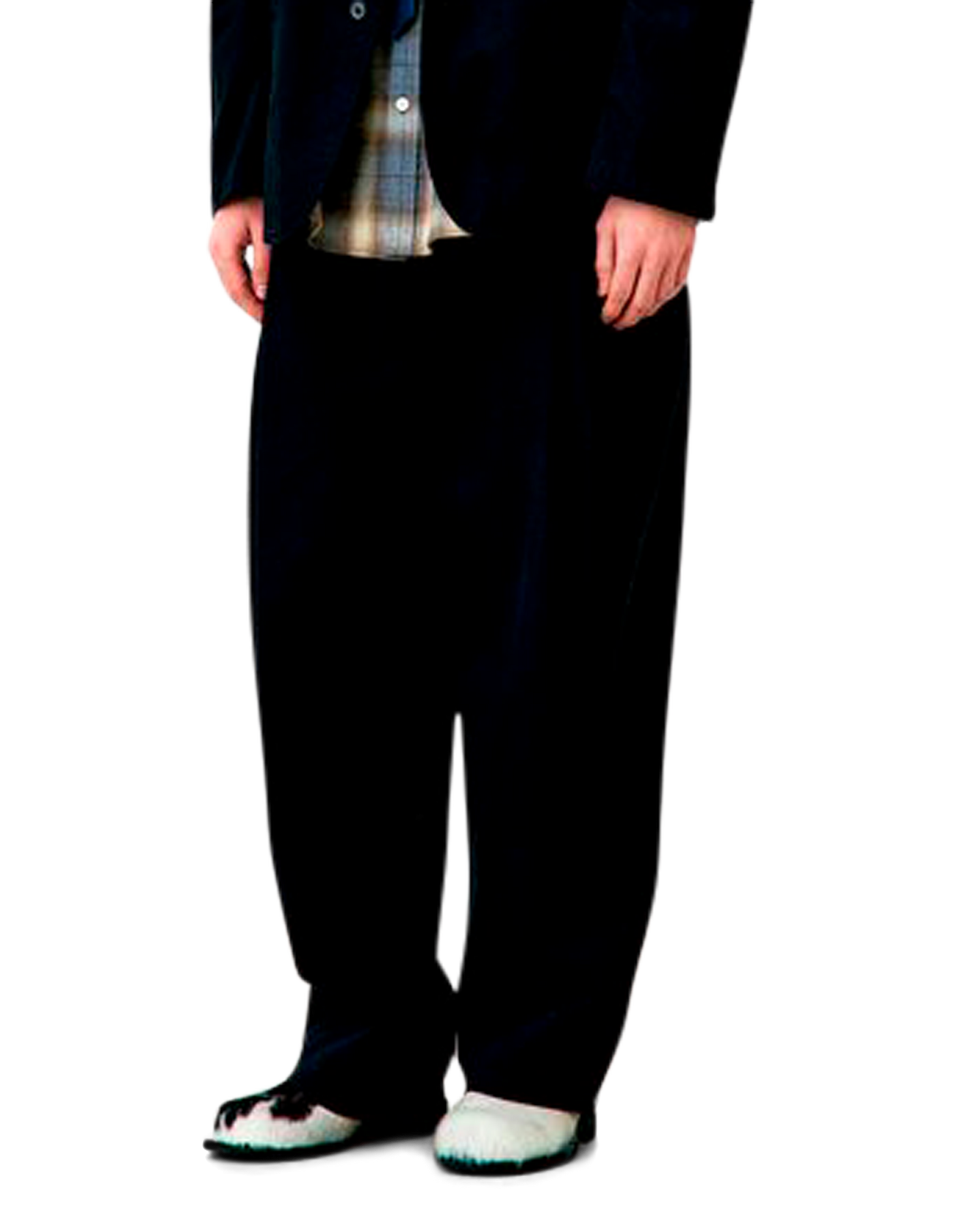 Banding Waist Washed Double Pleated Cotton Trousers