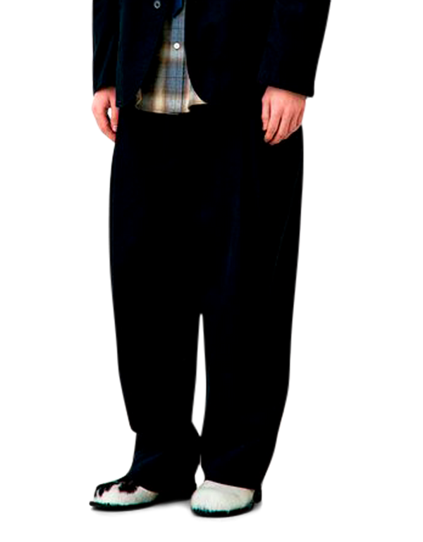 Banding Waist Washed Double Pleated Cotton Trousers