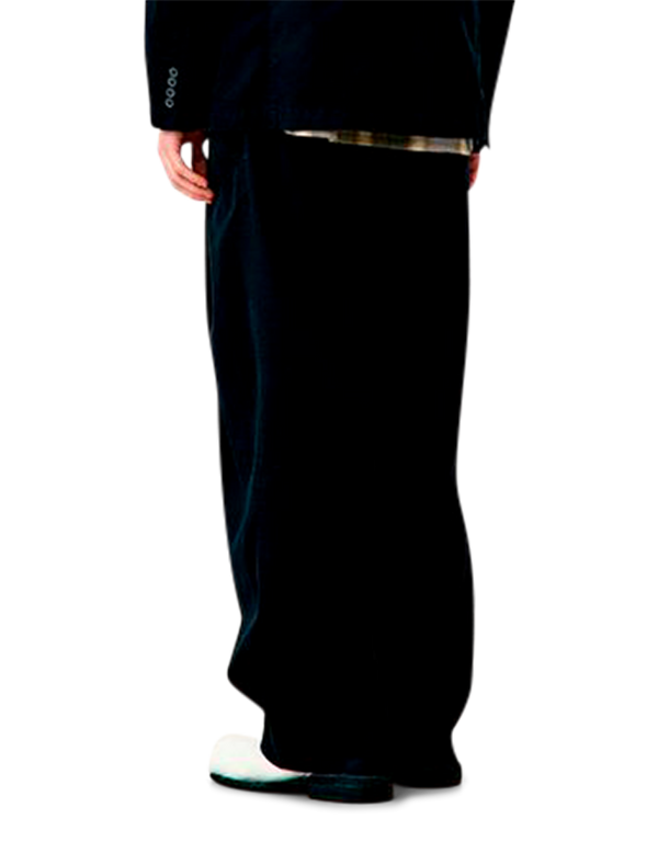 Banding Waist Washed Double Pleated Cotton Trousers