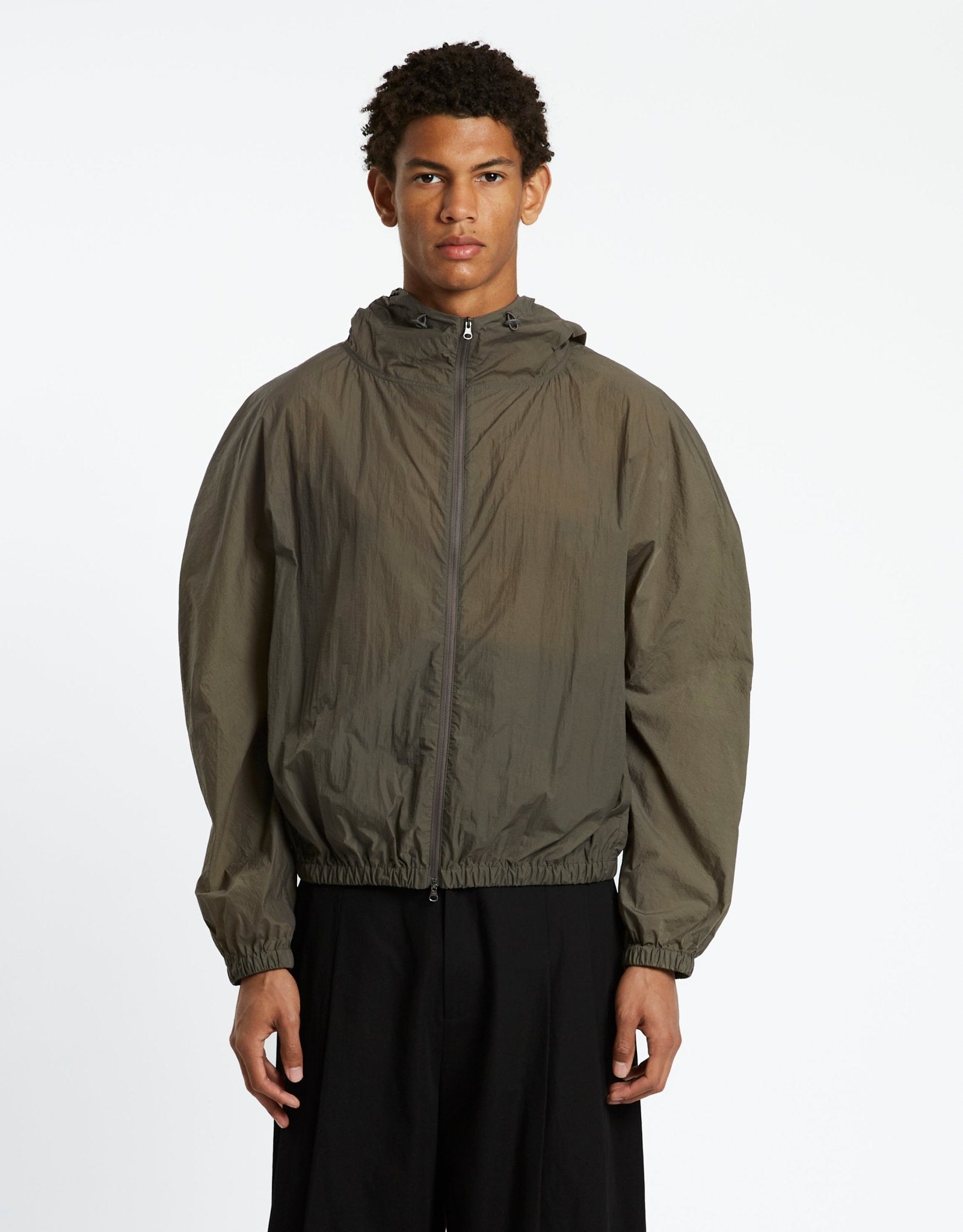 Amomento Sheer Nylon Raglan Hooded Jumper | Rezet Store