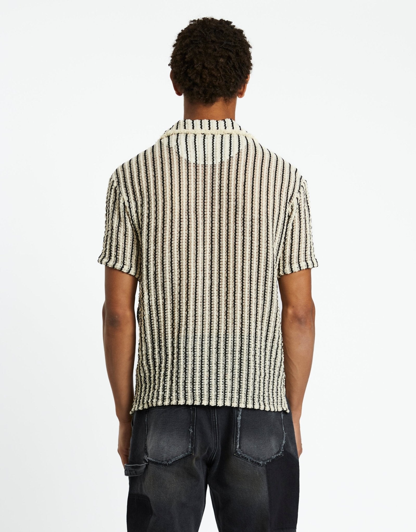 Sheer Stripe Knit Shirts