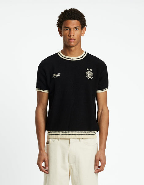 ★ANDERSSON BELL★ FOOTBALL SHORT SLEEVE SWEATER atb1285m(BL FOOTBALL SHORT SLEEVE SWEATER atb1285m(BLACK) – Andersson Bell