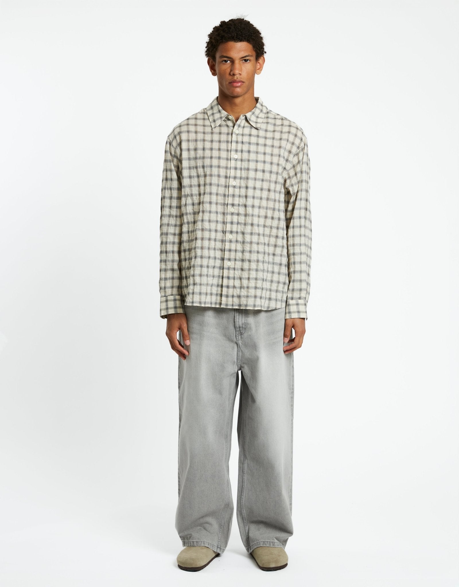 COOR Seersucker Check Convertible Shirt | Rezet Store
