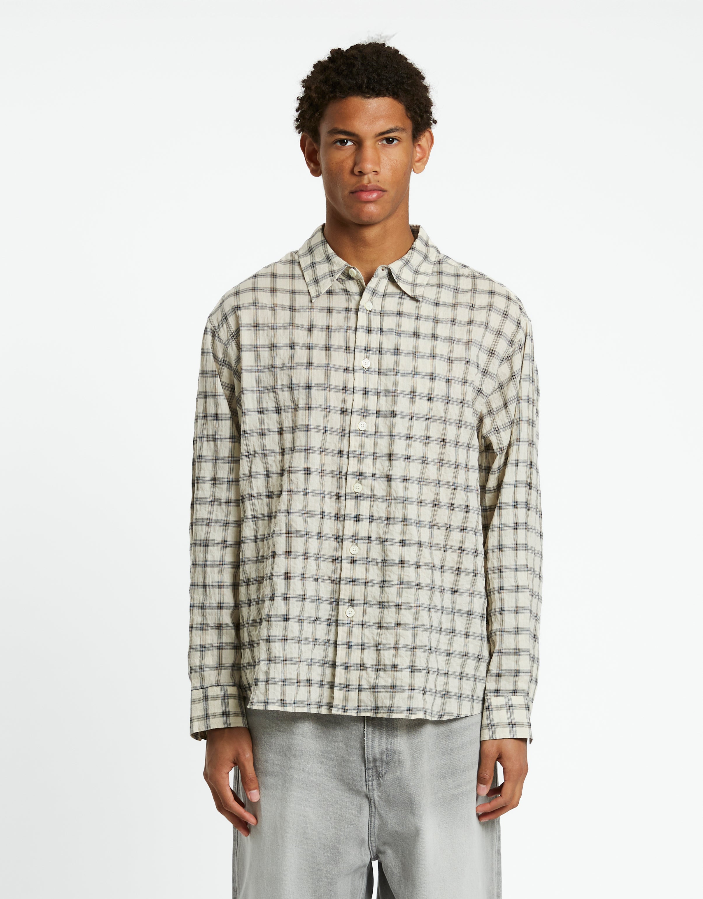 Seersucker Check Convertible Shirt
