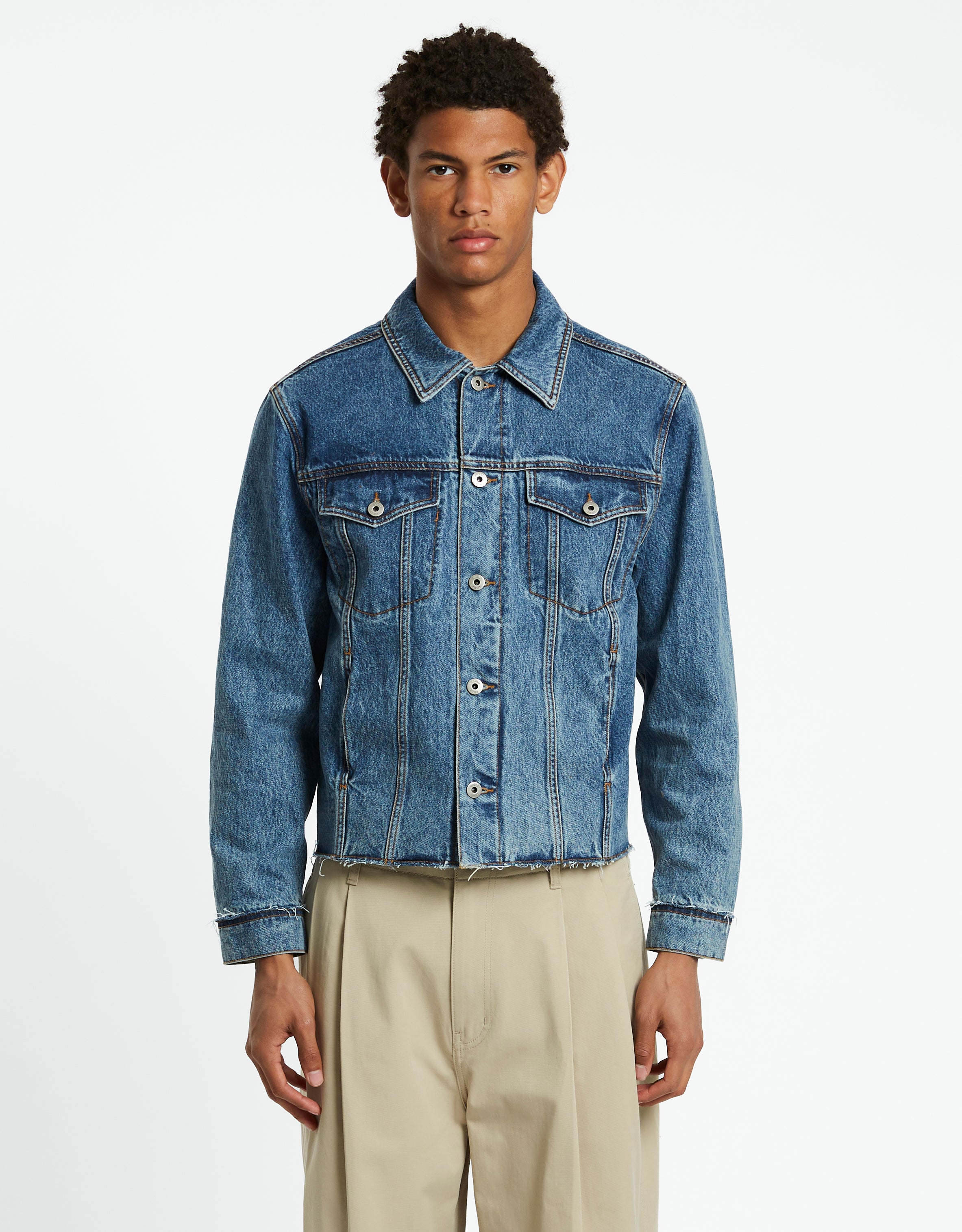 Shadow Washed Cutoff Denim Trucker