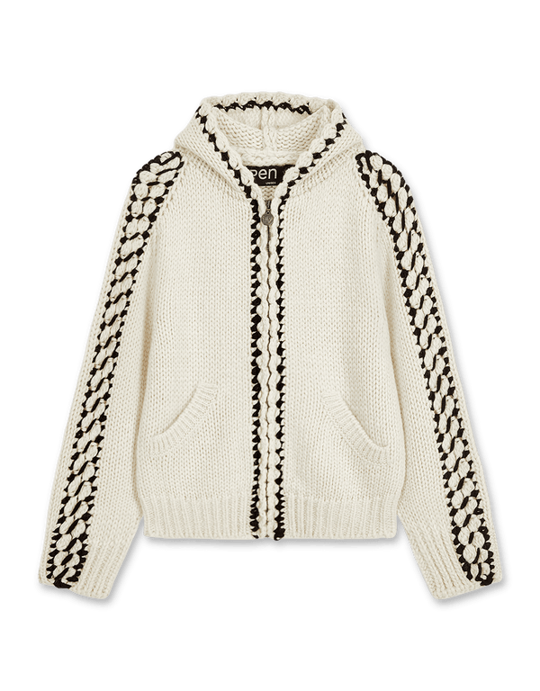 OPEN YY Stitch Zip Up Knit Hoodie | Rezet Store