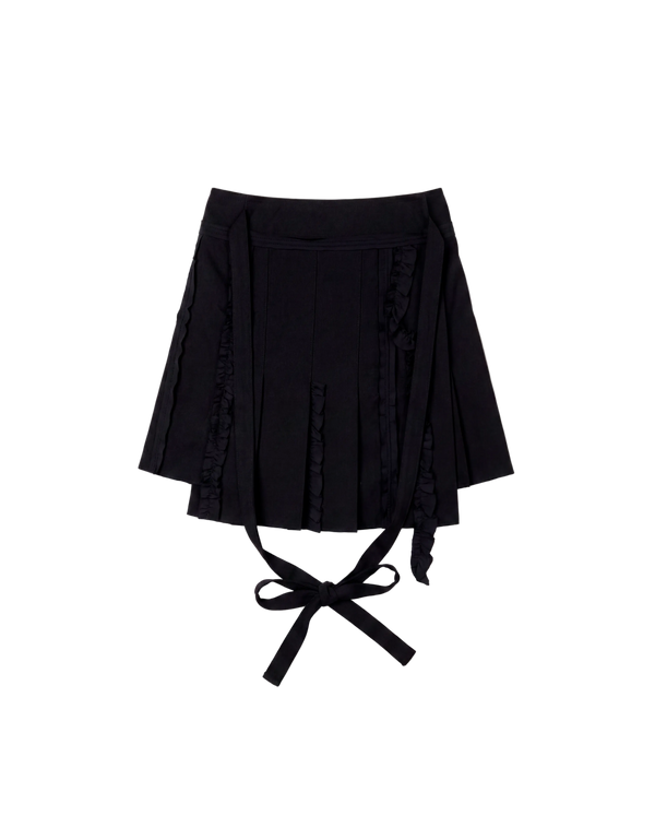 Pleated Linen Wrap Skirt