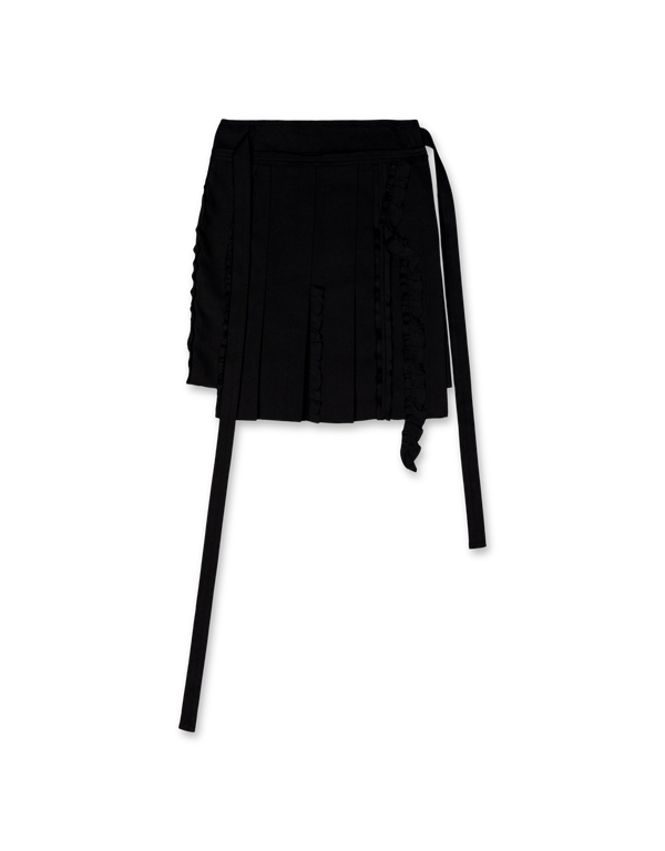 Pleated Linen Wrap Skirt
