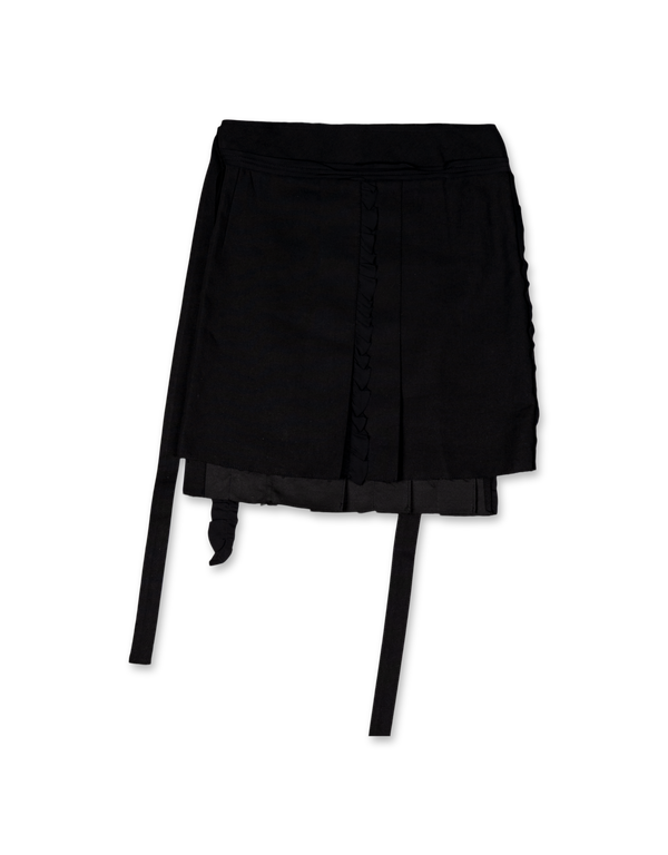 Pleated Linen Wrap Skirt