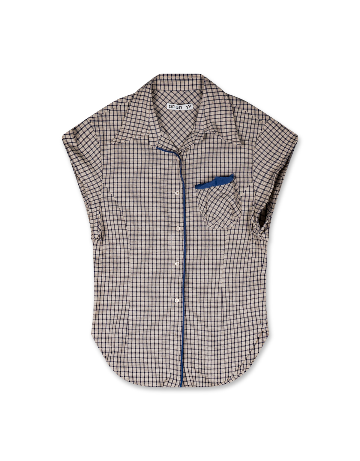 OPEN YY Color Block Wire Shirt Beige Womens – Rezet Store