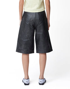 oval square Bold Leather Shorts - Rezetstore