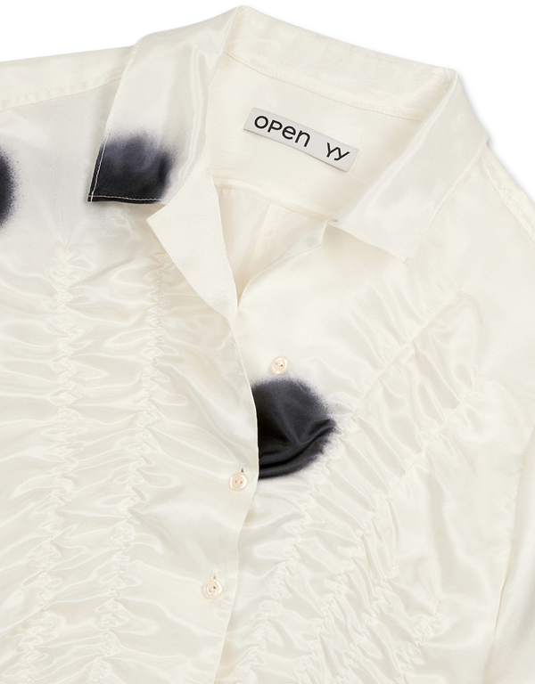Over Shirred Dot Blouse