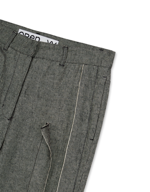 Linen Panelled Raw-Cut Pants