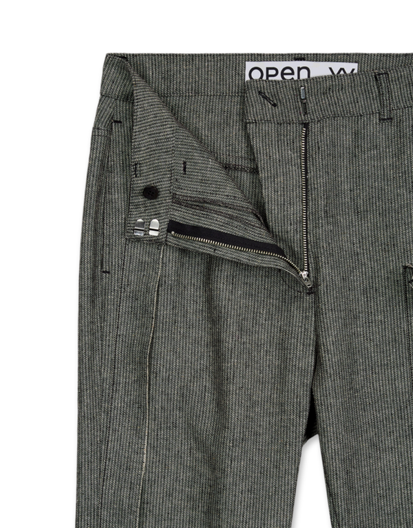 Linen Panelled Raw-Cut Pants