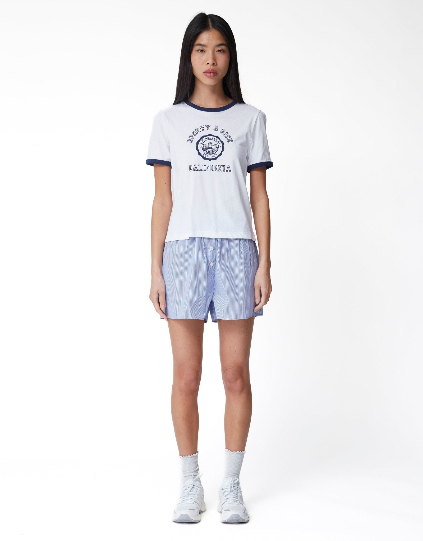 Sporty & Rich California Emblem Ringer T-Shirt - Rezetstore