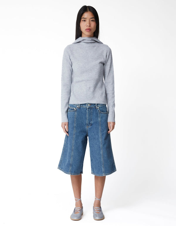 oval square Edie Denim Shorts - Rezetstore