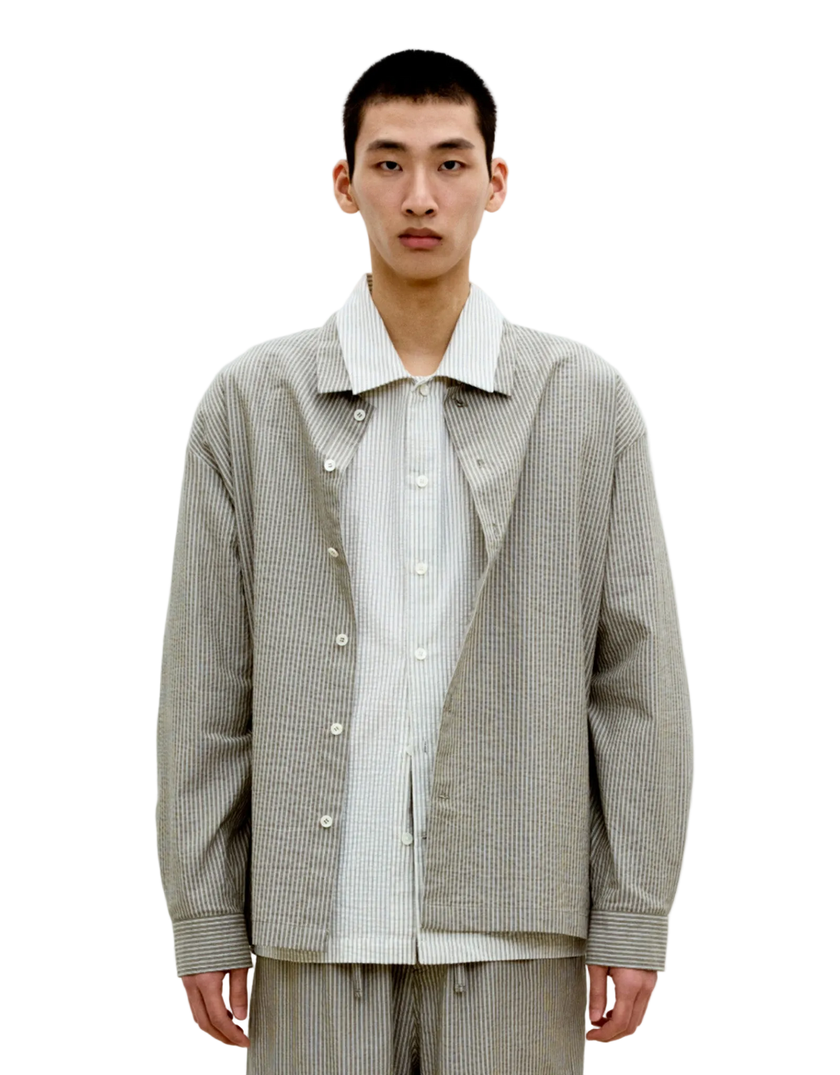 トップス COOR Stripe Cotton Lounge Shirt COOR Stripe Cotton Lounge Shirt Grey Mens – Rezet Store
