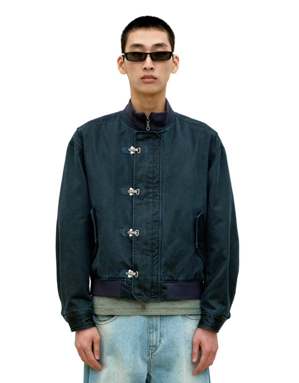 Washed Deck Hook Lip Bomber Jacket