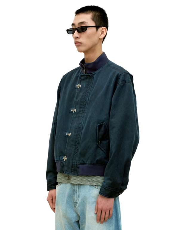 Washed Deck Hook Lip Bomber Jacket