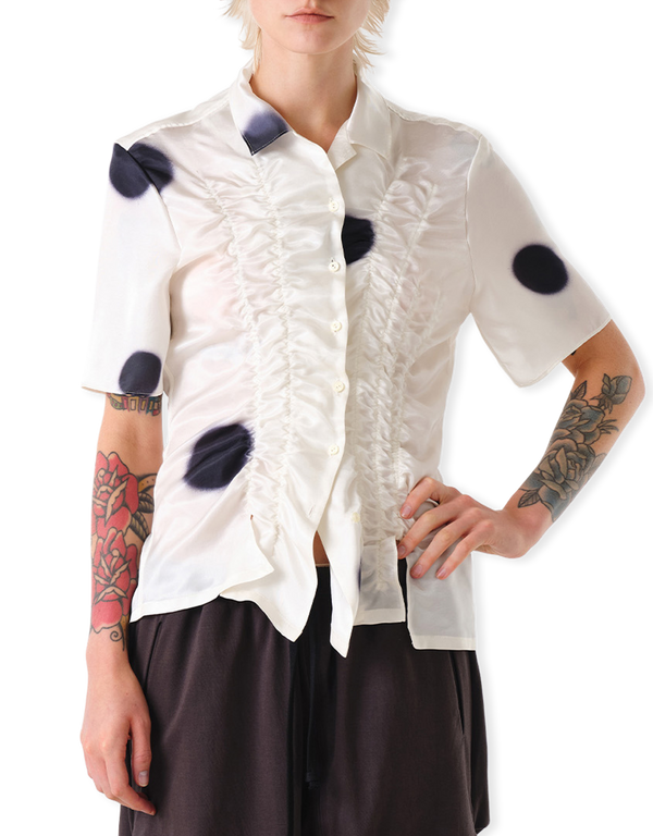Over Shirred Dot Blouse