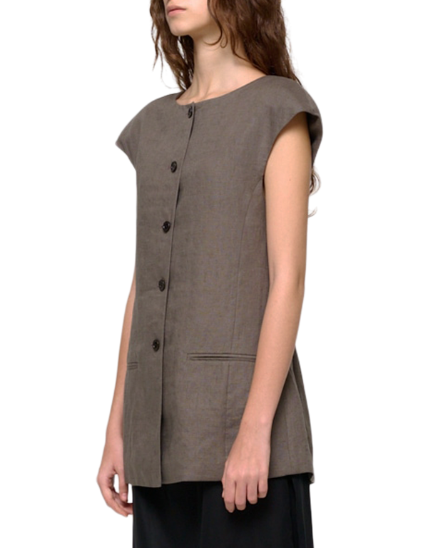 Linen Curved Vest